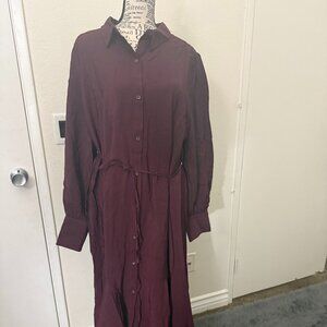 Maxi Burgendy Loft NWT Shirt dress